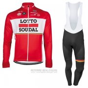 2017 Fahrradbekleidung Lotto Soudal Ml Rot Trikot Langarm und Tragerhose