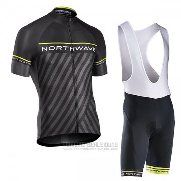 2017 Fahrradbekleidung Northwave Shwarz und Grun Trikot Kurzarm und Tragerhose