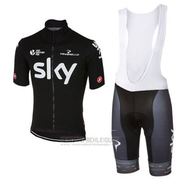 2017 Fahrradbekleidung Sky Tief Shwarz Trikot Kurzarm und Tragerhose