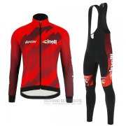 2018 Fahrradbekleidung Cinelli Dunkel Rot Trikot Langarm und Tragerhose