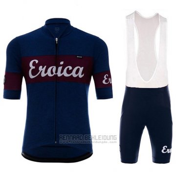 2018 Fahrradbekleidung Eroica Vino Dunkel Blau Trikot Kurzarm und Tragerhose