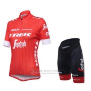 2018 Fahrradbekleidung Frau Trek Segafredo Rot Trikot Kurzarm und Tragerhose