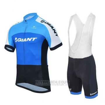 2018 Fahrradbekleidung Giant Club Sport Blau und Shwarz Trikot Kurzarm und Tragerhose