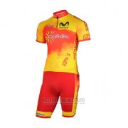 2018 Fahrradbekleidung Spanien Confidis Orange Trikot Kurzarm und Tragerhose