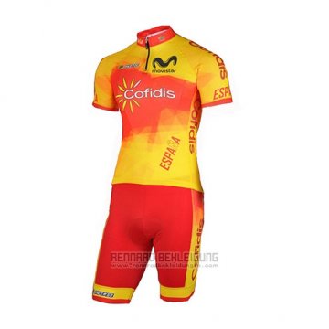 2018 Fahrradbekleidung Spanien Confidis Orange Trikot Kurzarm und Tragerhose