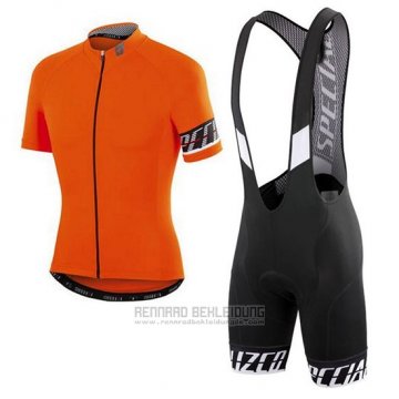 2018 Fahrradbekleidung Specialized Orange Shwarz Trikot Kurzarm und Tragerhose