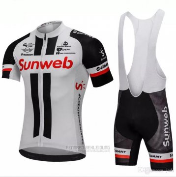 2018 Fahrradbekleidung Sunweb Grau und Shwarz Trikot Kurzarm und Tragerhose