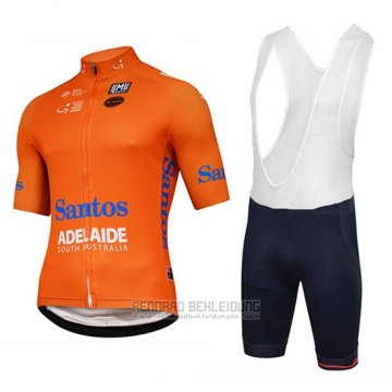 2018 Fahrradbekleidung Tour Down Under Santos Orange Trikot Kurzarm und Tragerhose