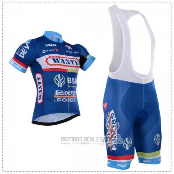 2018 Fahrradbekleidung Wanty Blau Trikot Kurzarm Tragerhose