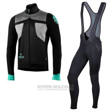 2019 Fahrradbekleidung Bianchi Azurblau Shwarz Trikot Langarm und Tragerhose