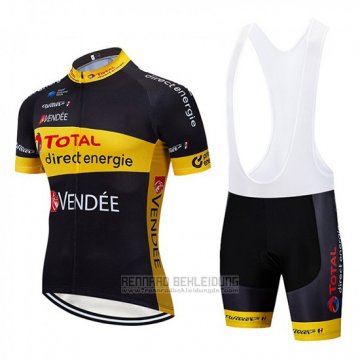 2019 Fahrradbekleidung Direct Energie Shwarz Gelb Trikot Kurzarm und Overall