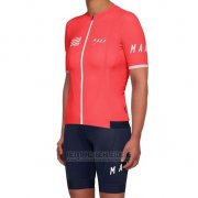 2019 Fahrradbekleidung Frau Maap Rot Trikot Kurzarm und Tragerhose