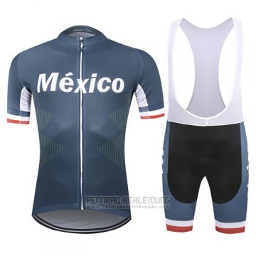 2019 Fahrradbekleidung Mexiko Dunkel Blau Trikot Kurzarm und Tragerhose