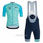 2019 Fahrradbekleidung Richie Azurblau Trikot Kurzarm und Tragerhose