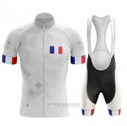 2020 Fahrradbekleidung Champion Frankreich Wei Trikot Kurzarm und Tragerhose