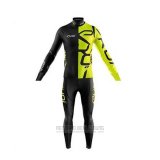 2020 Fahrradbekleidung EKOI Shwarz Gelb Trikot Langarm und Tragerhose