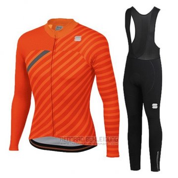 2020 Fahrradbekleidung Frau Sportful Orange Grau Trikot Langarm und Tragerhose