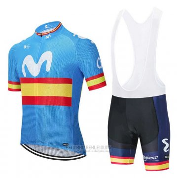 2020 Fahrradbekleidung Movistar Champions Spanien Blau Trikot Kurzarm und Tragerhose