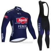 2021 Fahrradbekleidung Alpecin Fenix Tief Blau Trikot Langarm und Tragerhose