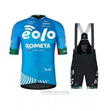 2021 Fahrradbekleidung Eolo Kometa Blau Trikot Kurzarm und Tragerhose