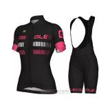 2021 Fahrradbekleidung Frau ALE Shwarz Fuchsie Trikot Kurzarm und Tragerhose