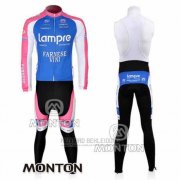 2010 Fahrradbekleidung Lampre Farnese Vini Rosa und Hellblau Trikot Langarm und Tragerhose