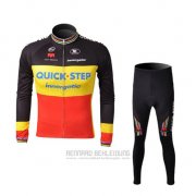 2010 Fahrradbekleidung Quick Step Champion Belgien Trikot Langarm und Tragerhose