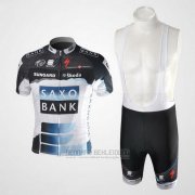 2010 Fahrradbekleidung Saxo Bank Shwarz und Wei Trikot Kurzarm und Tragerhose