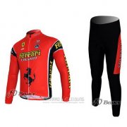 2011 Fahrradbekleidung Ferrari Shwarz und Grun Trikot Langarm und Tragerhose Pantaloni