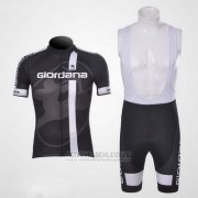 2011 Fahrradbekleidung Giordana Wei Shwarz Trikot Kurzarm und Tragerhose