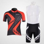 2012 Fahrradbekleidung Giant Shwarz und Rot Trikot Kurzarm und Tragerhose