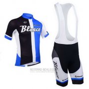 2013 Fahrradbekleidung Blanco Shwarz und Blau Trikot Kurzarm und Tragerhose