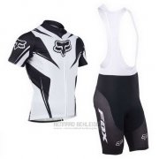 2013 Fahrradbekleidung Fox Wei und Shwarz Trikot Kurzarm und Tragerhose