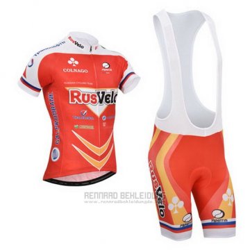 2013 Fahrradbekleidung Rusvelo Rot Trikot Kurzarm und Tragerhose