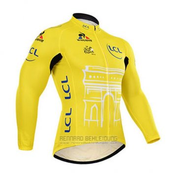 2015 Fahrradbekleidung Tour de France Gelb Trikot Langarm und Tragerhose
