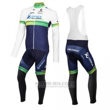 2016 Fahrradbekleidung Orica GreenEDGE Wei und Blau Trikot Langarm und Tragerhose