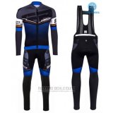 2016 Fahrradbekleidung Santini Blau und Shwarz Trikot Langarm und Tragerhose
