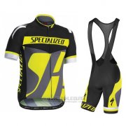 2016 Fahrradbekleidung Specialized Grau und Gelb Trikot Kurzarm und Tragerhose