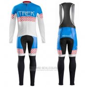 2016 Fahrradbekleidung Trek Bontrager Blau und Wei Trikot Langarm und Tragerhose