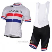 2017 Fahrradbekleidung Aqua Blue Sport Champion British Wei Trikot Kurzarm und Tragerhose