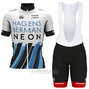 2017 Fahrradbekleidung Axeon Hagens Berman Wei und Shwarz Trikot Kurzarm und Tragerhose