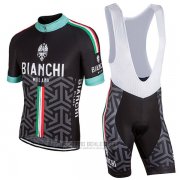 2017 Fahrradbekleidung Bianchi Milano Pride Shwarz Trikot Kurzarm und Tragerhose