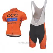 2017 Fahrradbekleidung CCC Shwarz und Orange Trikot Kurzarm und Tragerhose