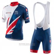 2017 Fahrradbekleidung Kalas HSBC GB Blau und Wei Trikot Kurzarm und Tragerhose