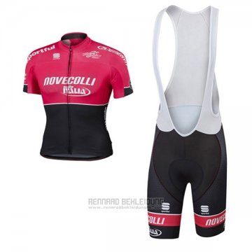 2017 Fahrradbekleidung Nove Colli Rot und Shwarz Trikot Kurzarm und Tragerhose