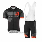 2017 Fahrradbekleidung Scott Grau und Shwarz Trikot Kurzarm und Tragerhose