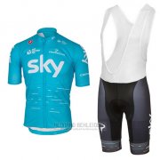 2017 Fahrradbekleidung Sky Azurblau Trikot Kurzarm und Tragerhose