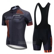 2018 Fahrradbekleidung Capo Shwarz Grau Orange Trikot Kurzarm und Tragerhose