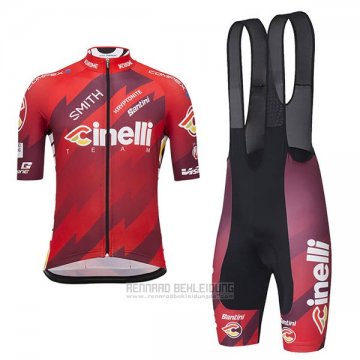 2018 Fahrradbekleidung Cinelli Dunkel Rot Trikot Kurzarm und Tragerhose