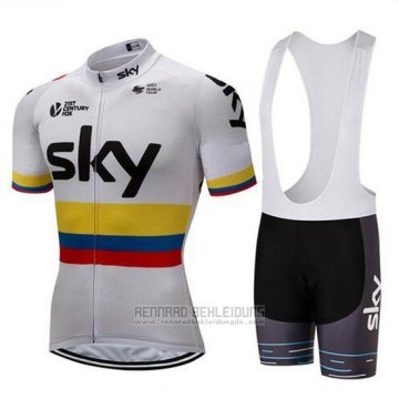 2018 Fahrradbekleidung Sky Champion Kolumbien Trikot Kurzarm und Tragerhose